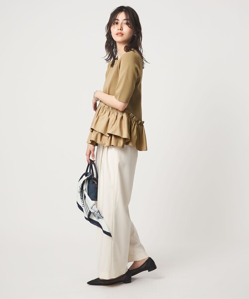green label relaxing（グリーンレーベルリラクシング）の「ドッキング ペプラム ショートスリーブ ニット プルオーバー ウォッシャブル（ニット/セーター・レディース・ブラック/ホワイト/ベージュ/その他1・FREE）」の14枚目の写真