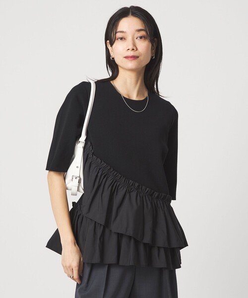 green label relaxing（グリーンレーベルリラクシング）の「ドッキング ペプラム ショートスリーブ ニット プルオーバー ウォッシャブル（ニット/セーター・レディース・ブラック/ホワイト/ベージュ/その他1・FREE）」の15枚目の写真