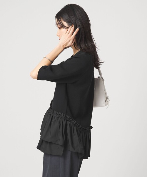 green label relaxing（グリーンレーベルリラクシング）の「ドッキング ペプラム ショートスリーブ ニット プルオーバー ウォッシャブル（ニット/セーター・レディース・ブラック/ホワイト/ベージュ/その他1・FREE）」の16枚目の写真