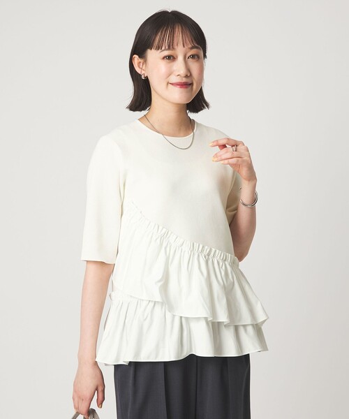 green label relaxing（グリーンレーベルリラクシング）の「ドッキング ペプラム ショートスリーブ ニット プルオーバー ウォッシャブル（ニット/セーター・レディース・ブラック/ホワイト/ベージュ/その他1・FREE）」の20枚目の写真