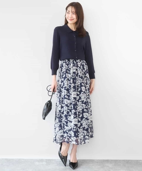 MK MICHEL KLEIN（エムケーミッシェルクラン）の「花柄シフォンスカート/洗える（スカート・レディース・ブルー/ネイビー・38）」の11枚目の写真