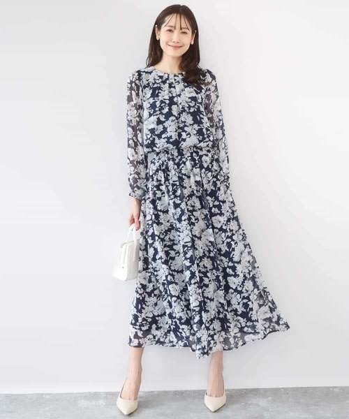 MK MICHEL KLEIN（エムケーミッシェルクラン）の「花柄シフォンスカート/洗える（スカート・レディース・ブルー/ネイビー・38）」の13枚目の写真