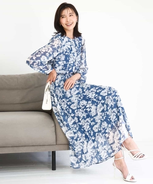 MK MICHEL KLEIN（エムケーミッシェルクラン）の「花柄シフォンスカート/洗える（スカート・レディース・ブルー/ネイビー・38）」の17枚目の写真