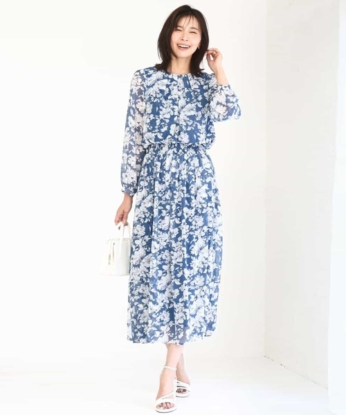 MK MICHEL KLEIN（エムケーミッシェルクラン）の「花柄シフォンスカート/洗える（スカート・レディース・ブルー/ネイビー・38）」の18枚目の写真