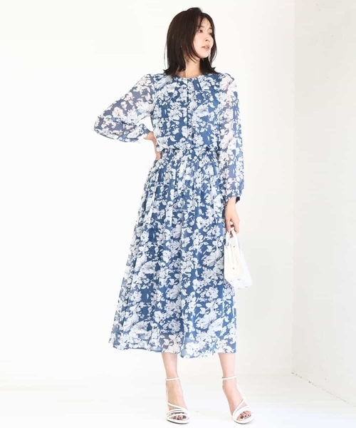 MK MICHEL KLEIN（エムケーミッシェルクラン）の「花柄シフォンスカート/洗える（スカート・レディース・ブルー/ネイビー・38）」の21枚目の写真