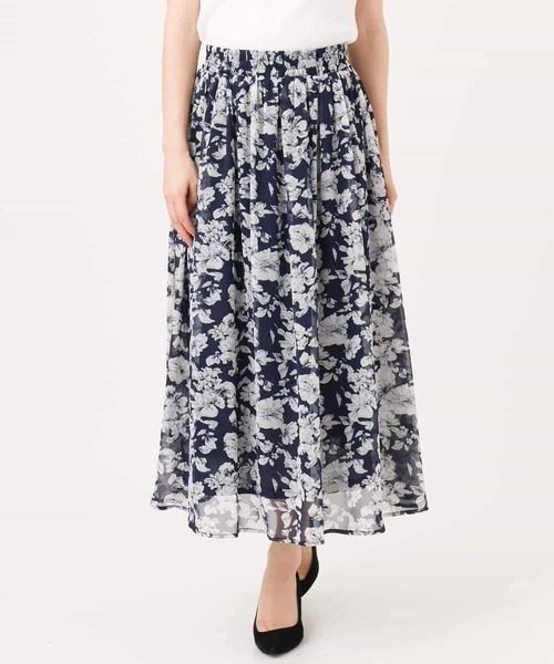 MK MICHEL KLEIN（エムケーミッシェルクラン）の「[洗える]花柄シフォンスカート（スカート・レディース・ブルー/ネイビー・38）」の13枚目の写真