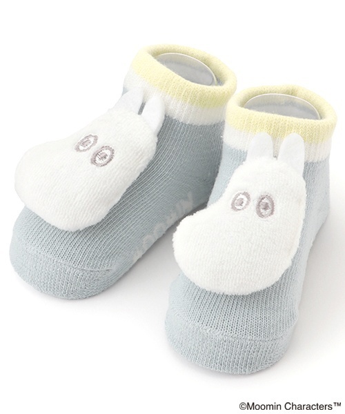 kladskap（クレードスコープ）の「【MOOMIN】ぷっくりムーミンカップソックス（ベビーシューズ/ベビーソックス・キッズ・オフホワイト/サックスブルー・F）」の2枚目の写真