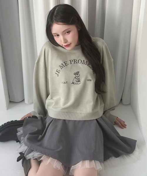 F i.n.t（フィント）の「ロゴ刺繍シュナウザースウェット（スウェット・レディース・ネイビー/オフホワイト/ミント・FREE）」の2枚目の写真