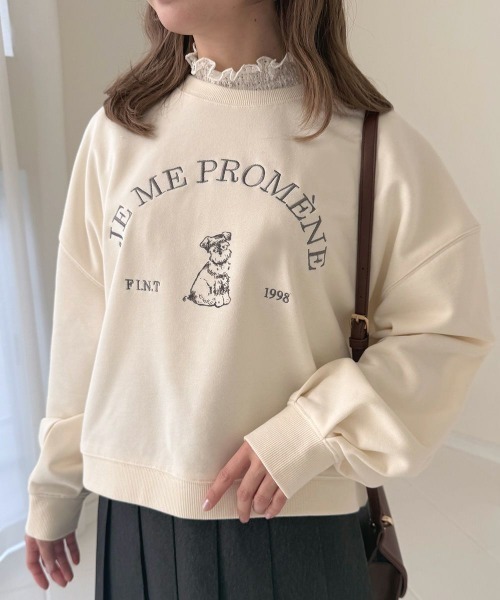 F i.n.t（フィント）の「ロゴ刺繍シュナウザースウェット（スウェット・レディース・ネイビー/オフホワイト/ミント・FREE）」の5枚目の写真