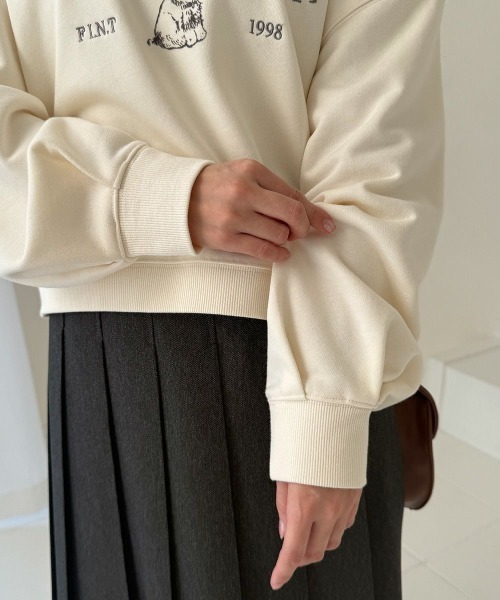 F i.n.t（フィント）の「ロゴ刺繍シュナウザースウェット（スウェット・レディース・ネイビー/オフホワイト/ミント・FREE）」の6枚目の写真