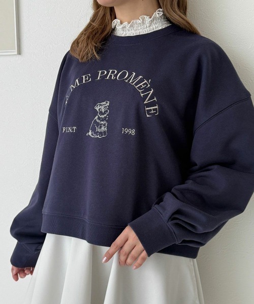 F i.n.t（フィント）の「ロゴ刺繍シュナウザースウェット（スウェット・レディース・ネイビー/オフホワイト/ミント・FREE）」の9枚目の写真