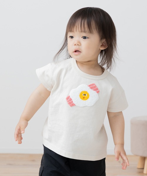 chil2（チルツー）の「綿100％ サガラ刺繍半袖Tシャツ（Tシャツ/カットソー・キッズ・J/H/A/F/E/D/C/N/M/L/K/I/G/B・140cm/130cm/120cm/110cm/100cm/90cm/80ｃｍ）」の4枚目の写真
