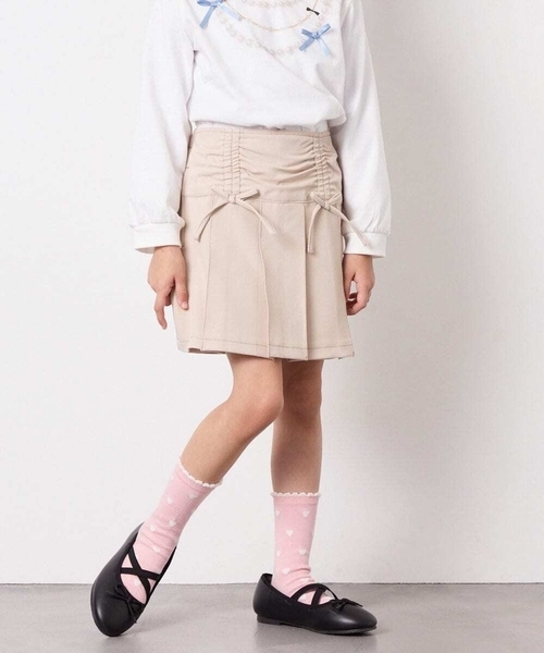 a.v.v（アーヴェヴェ）の「[120-160]ギャザープリーツスカパン（その他パンツ・キッズ・チャコールグレー/ブルー/ライトピンク/ベージュ/ダークインディゴブルー・130/140/150/120/160）」の3枚目の写真