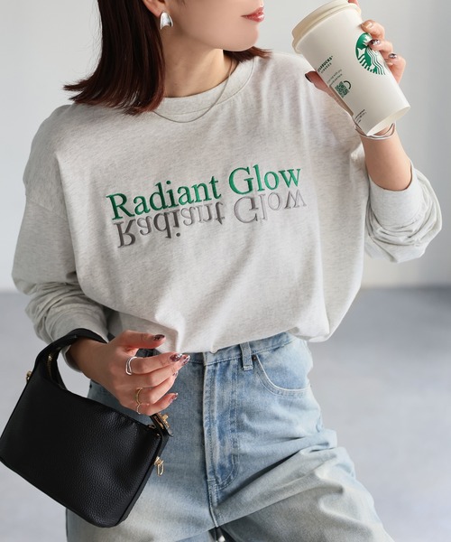 Riberry（リベリー）の「【イージーケア】反転ロゴ刺繍ロンT（Tシャツ/カットソー・レディース・ホワイト×ブラック/ホワイト×パープル/ホワイト×ピンク/ホワイト系/ライトグレー系1/ライトグレー系2/グレー系1/グレー系2・FREE）」の6枚目の写真