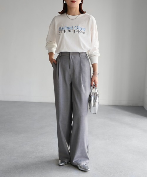 Riberry（リベリー）の「【イージーケア】反転ロゴ刺繍ロンT（Tシャツ/カットソー・レディース・ホワイト×ブラック/ホワイト×パープル/ホワイト×ピンク/ホワイト系/ライトグレー系1/ライトグレー系2/グレー系1/グレー系2・FREE）」の20枚目の写真