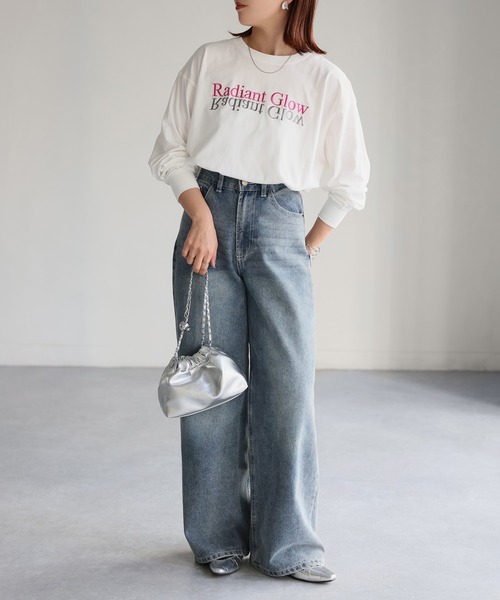 Riberry（リベリー）の「【イージーケア】反転ロゴ刺繍ロンT（Tシャツ/カットソー・レディース・ホワイト×ブラック/ホワイト×パープル/ホワイト×ピンク/ホワイト系/ライトグレー系1/ライトグレー系2/グレー系1/グレー系2・FREE）」の17枚目の写真