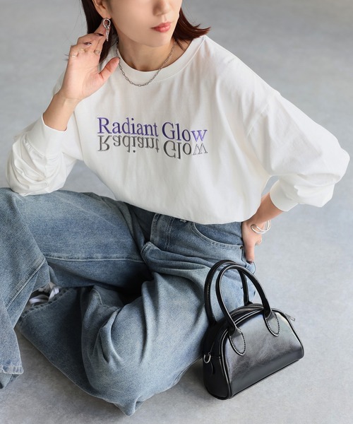 Riberry（リベリー）の「【イージーケア】反転ロゴ刺繍ロンT（Tシャツ/カットソー・レディース・ホワイト×ブラック/ホワイト×パープル/ホワイト×ピンク/ホワイト系/ライトグレー系1/ライトグレー系2/グレー系1/グレー系2・FREE）」の13枚目の写真