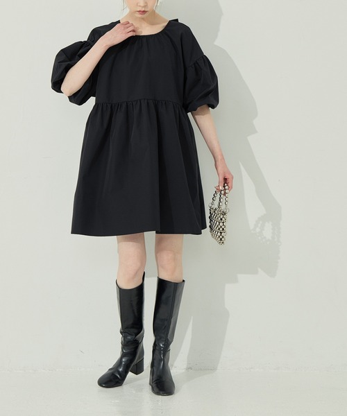 coca（coca）（コカ）の「バックリボンチュニック（チュニック・レディース・ドット/ブラック・L/M/S）」の4枚目の写真