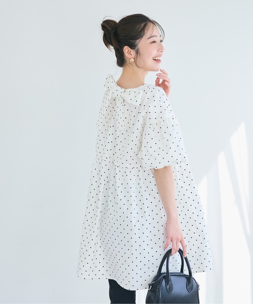 coca（coca）（コカ）の「バックリボンチュニック（チュニック・レディース・ドット/ブラック・L/M/S）」の11枚目の写真