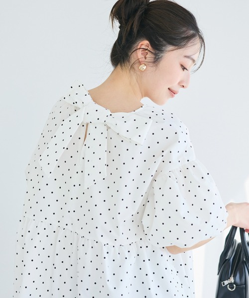 coca（coca）（コカ）の「バックリボンチュニック（チュニック・レディース・ドット/ブラック・L/M/S）」の12枚目の写真