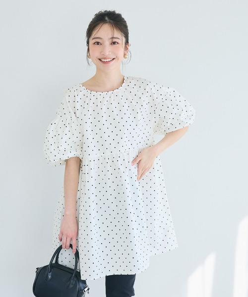 coca（coca）（コカ）の「バックリボンチュニック（チュニック・レディース・ドット/ブラック・L/M/S）」の13枚目の写真