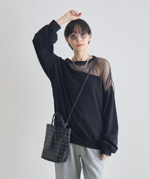 Paradise Picnic(パラダイスピクニック)の「デコルテシアーバルーン長袖トップス(Tシャツ/カットソー・レディース・アイボリー/ブラック/グレー・FREE)」の3枚目の写真