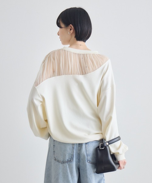 Paradise Picnic(パラダイスピクニック)の「デコルテシアーバルーン長袖トップス(Tシャツ/カットソー・レディース・アイボリー/ブラック/グレー・FREE)」の7枚目の写真