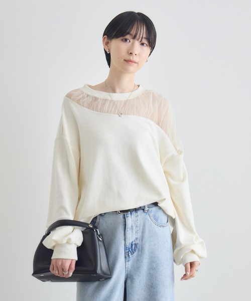 Paradise Picnic(パラダイスピクニック)の「デコルテシアーバルーン長袖トップス(Tシャツ/カットソー・レディース・アイボリー/ブラック/グレー・FREE)」の5枚目の写真