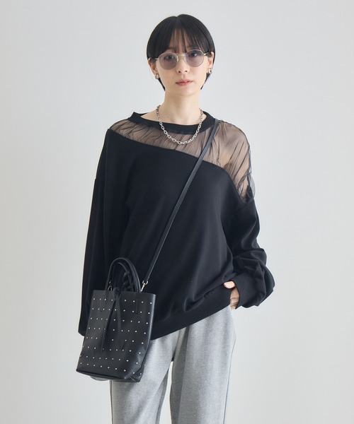 Paradise Picnic(パラダイスピクニック)の「デコルテシアーバルーン長袖トップス(Tシャツ/カットソー・レディース・アイボリー/ブラック/グレー・FREE)」の12枚目の写真