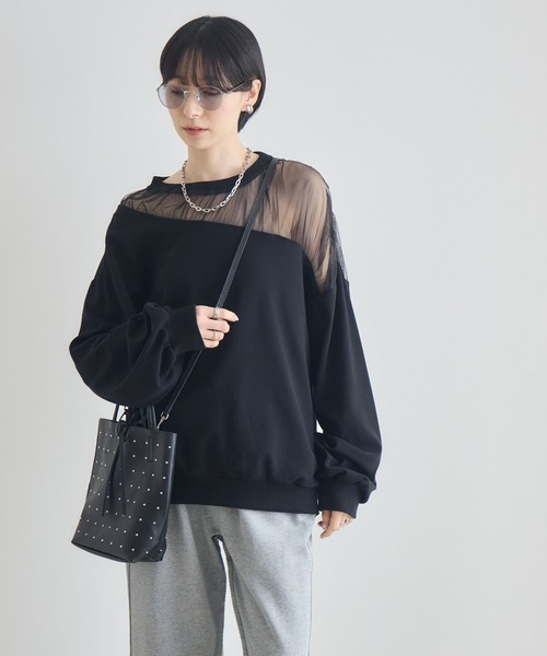 Paradise Picnic(パラダイスピクニック)の「デコルテシアーバルーン長袖トップス(Tシャツ/カットソー・レディース・アイボリー/ブラック/グレー・FREE)」の13枚目の写真