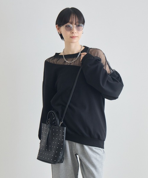 Paradise Picnic(パラダイスピクニック)の「デコルテシアーバルーン長袖トップス(Tシャツ/カットソー・レディース・アイボリー/ブラック/グレー・FREE)」の14枚目の写真