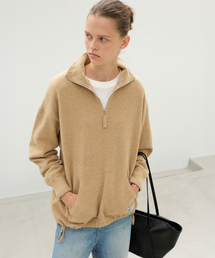 Wool Knit Half-zip Pullover - Caramel Beige