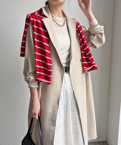 DouDou（ドゥドゥ）の「【WEB限定】スウェードライクトレンチコート（その他アウター・レディース・ベージュ/モスグリーン・FREE）」の2枚目の写真