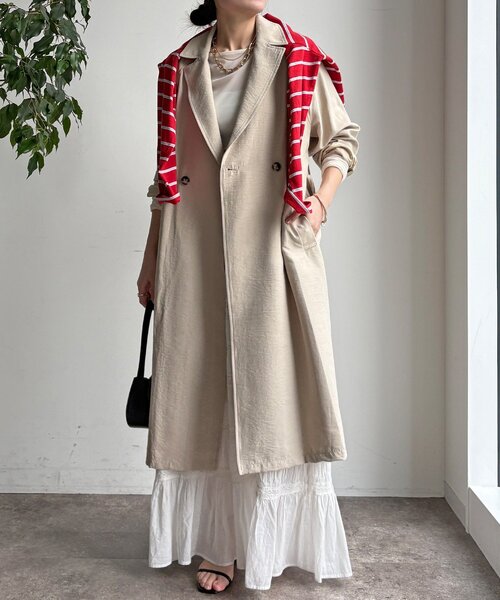 DouDou（ドゥドゥ）の「【WEB限定】スウェードライクトレンチコート（その他アウター・レディース・ベージュ/モスグリーン・FREE）」の4枚目の写真