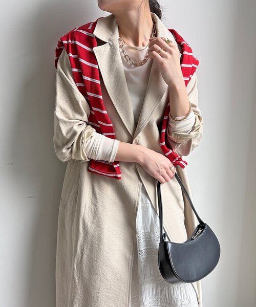 DouDou（ドゥドゥ）の「【WEB限定】スウェードライクトレンチコート（その他アウター・レディース・ベージュ/モスグリーン・FREE）」の8枚目の写真