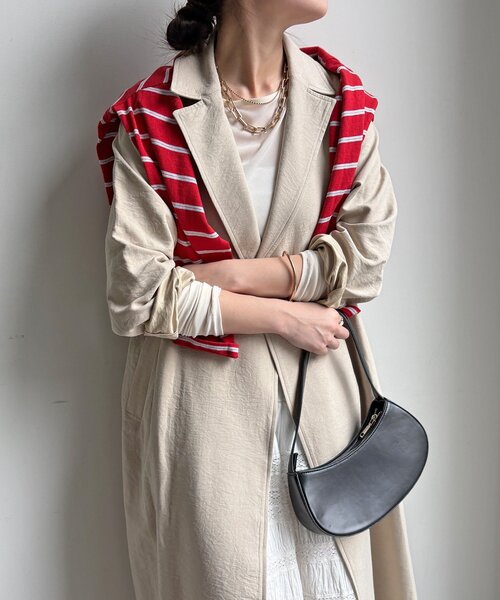 DouDou（ドゥドゥ）の「【WEB限定】スウェードライクトレンチコート（その他アウター・レディース・ベージュ/モスグリーン・FREE）」の9枚目の写真