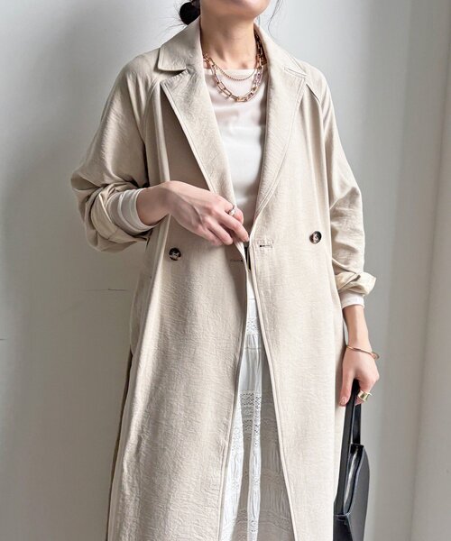 DouDou（ドゥドゥ）の「【WEB限定】スウェードライクトレンチコート（その他アウター・レディース・ベージュ/モスグリーン・FREE）」の10枚目の写真