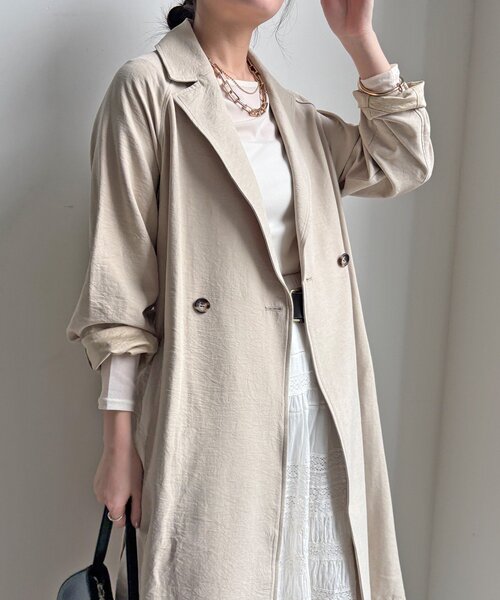 DouDou（ドゥドゥ）の「【WEB限定】スウェードライクトレンチコート（その他アウター・レディース・ベージュ/モスグリーン・FREE）」の11枚目の写真