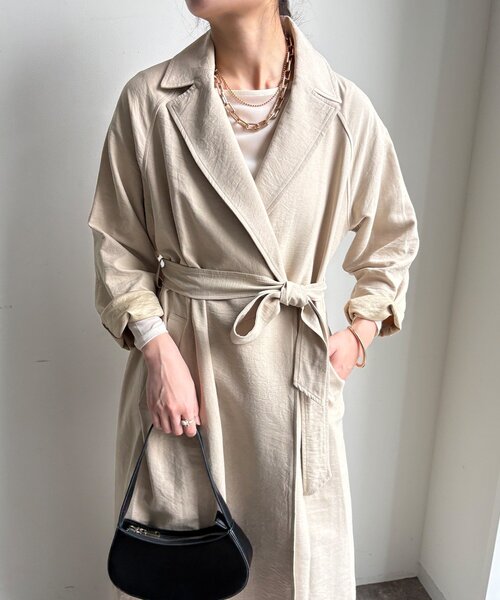 DouDou（ドゥドゥ）の「【WEB限定】スウェードライクトレンチコート（その他アウター・レディース・ベージュ/モスグリーン・FREE）」の12枚目の写真