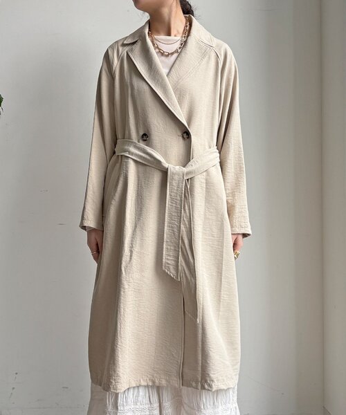 DouDou（ドゥドゥ）の「【WEB限定】スウェードライクトレンチコート（その他アウター・レディース・ベージュ/モスグリーン・FREE）」の14枚目の写真