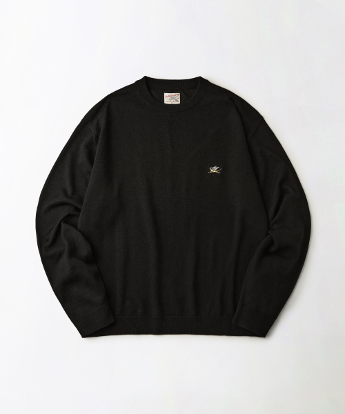 MIGHTY TIGER WOOL CREW NECK KNIT — чёрный шерстяной свитер с круглым вырезом