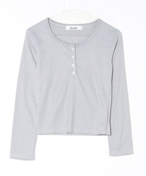 .KOM(ドットコム)の「『.KOM/ドットケーオーエム』ヘンリーネックロンT 【CN】(Tシャツ/カットソー・レディース・ブラック/ブラウン/ライトグレー・M)」の6枚目の写真