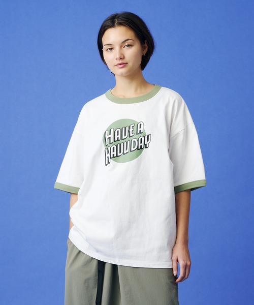 KAVU(カブー)の「KAVU/カブー HAVU Ringer Tee/ハブ リンガー Tシャツ(Tシャツ/カットソー・メンズ・ホワイト×レッド/ホワイト×グリーン/ホワイト×ネイビー・MEDIUM/LARGE)」の2枚目の写真