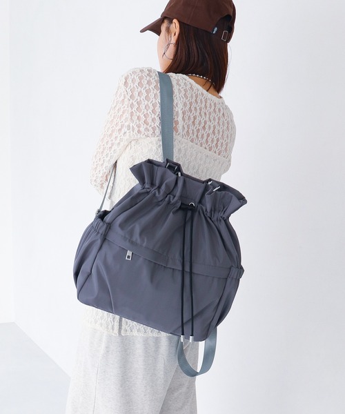 COLDE （コルデ）の「巾着リュックトートバッグ（トートバッグ・レディース・グレー/ブラック/アイボリー・FREE）」の3枚目の写真