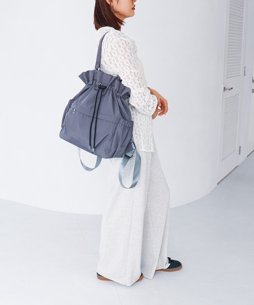 COLDE （コルデ）の「巾着リュックトートバッグ（トートバッグ・レディース・グレー/ブラック/アイボリー・FREE）」の8枚目の写真