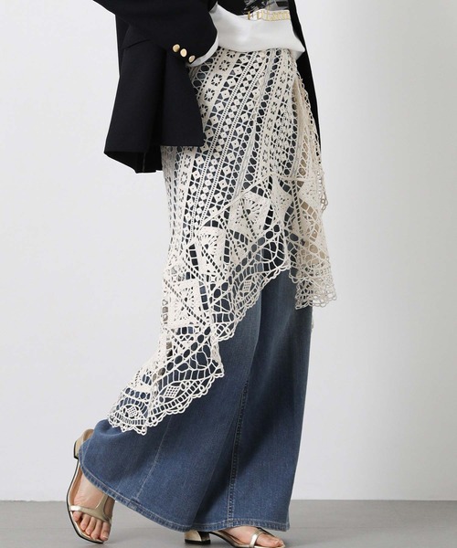 Gready Brilliant(グレディブリリアン)の「レース巻きスカート(スカート・レディース・アイボリー/ブラック・38)」の1枚目の写真