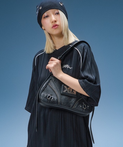 X-girl(エックスガール)の「SCRIPT LOGO BIG TEE(Tシャツ/カットソー・レディース・グレー/ブラック・S/M)」の4枚目の写真