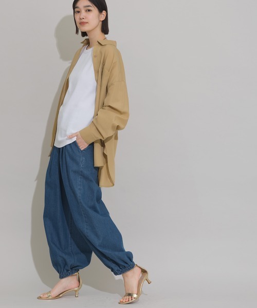 OMNES(オムネス)の「シアーテックコットンレギュラーカラー長袖シャツ 花粉リリース付(シャツ/ブラウス・レディース・ネイビー/ベージュ/オリーブ/アイボリー・FREE)」の13枚目の写真