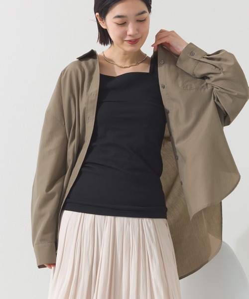 OMNES(オムネス)の「シアーテックコットンレギュラーカラー長袖シャツ 花粉リリース付(シャツ/ブラウス・レディース・ネイビー/ベージュ/オリーブ/アイボリー・FREE)」の15枚目の写真