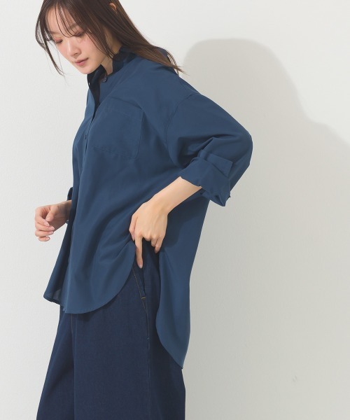 OMNES(オムネス)の「シアーテックコットンレギュラーカラー長袖シャツ 花粉リリース付(シャツ/ブラウス・レディース・ネイビー/ベージュ/オリーブ/アイボリー・FREE)」の22枚目の写真